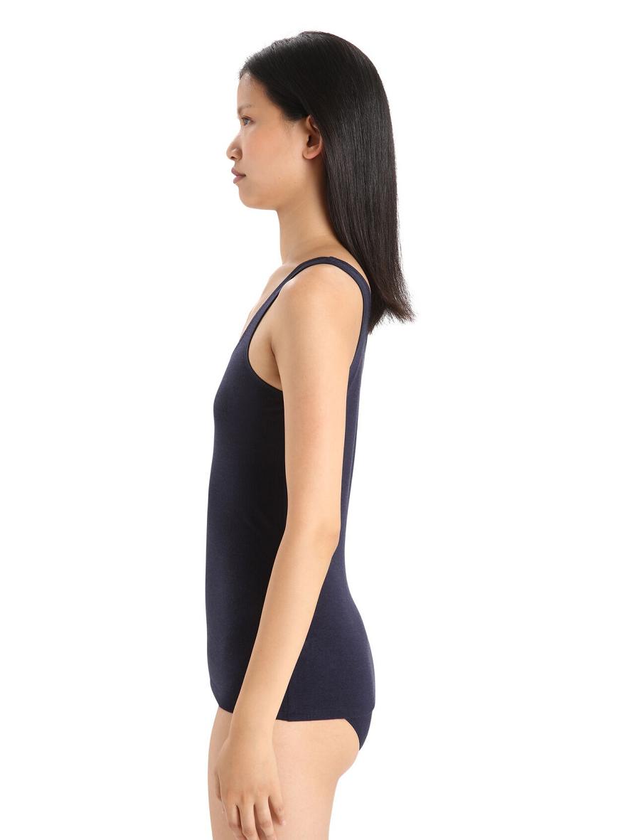 Midnight Navy Women's Icebreaker Merino Siren Tank Top Underwear | USA 1712ZUTG